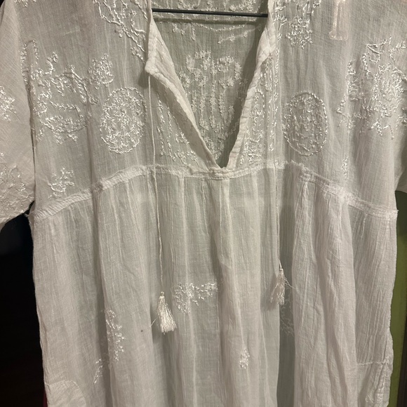 Deadstock Vintage Indian Cotton Gauze white dress - Picture 7 of 10